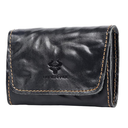 HUMERPAUL HU115 Hand-embossed Vegetable Tanned Leather Credit Card Wallet Coin Pouch