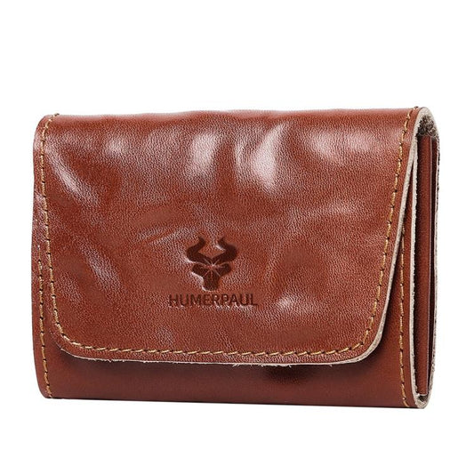 HUMERPAUL HU115 Hand-embossed Vegetable Tanned Leather Credit Card Wallet Coin Pouch