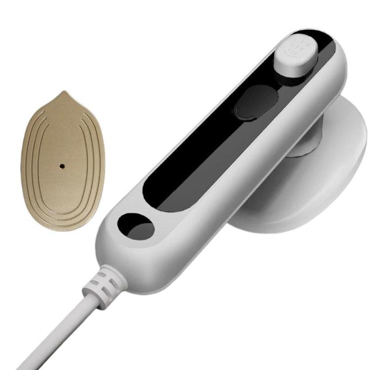 White handheld garment steamer with steam head and cord