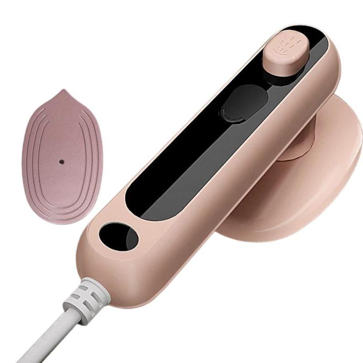 Pink portable handheld garment steamer with steam head and power knob