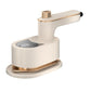 White handheld garment steamer with steam nozzle and control panel on base