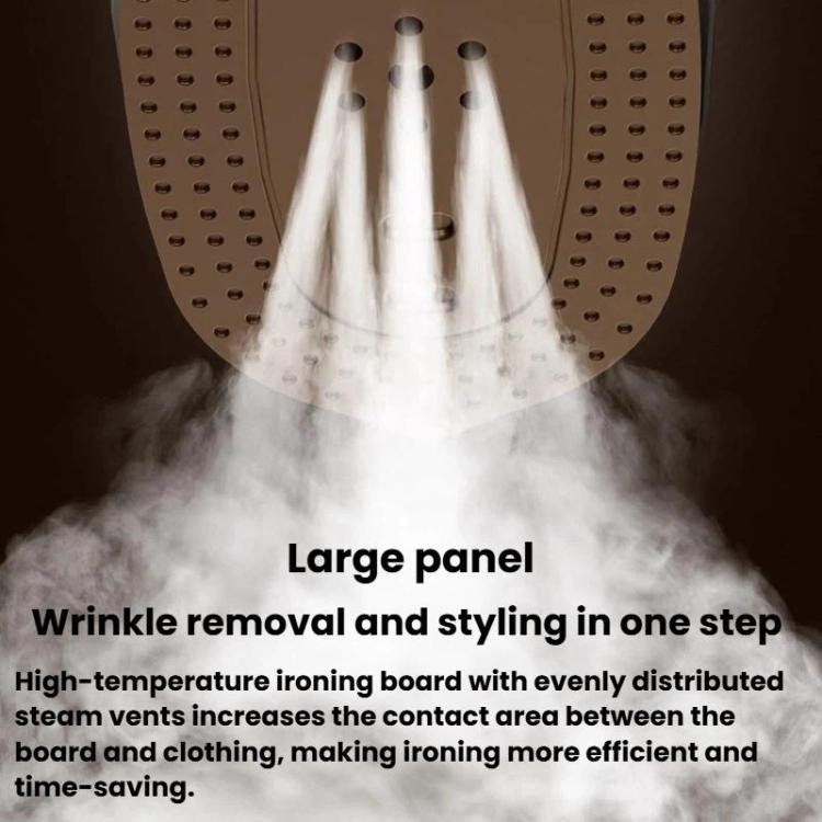 Handheld garment steamer releasing steam through a perforated panel