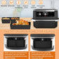 Black silicone air fryer liner trays with ridged inserts in dual basket