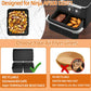 Black silicone air fryer liner trays with ridged base in air fryer basket