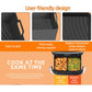 Black silicone air fryer liner tray with ridged grip texture and side handle