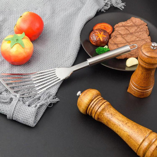 LsCook Household Stainless Steel Steak Fish Spatula Multi-Functional Slanted Strainer Spatula, 32.5 x 8cm
