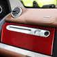 Carbon-fiber glove box handle trim sticker, red with silver surround