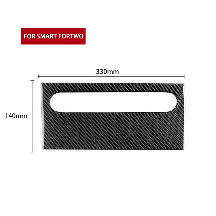 Black carbon-fiber glove box handle trim sticker with oval cutout, 330 x 140 mm