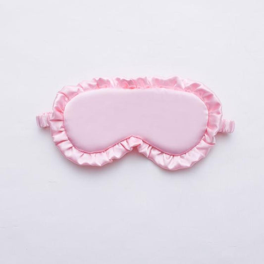 Faux Silk Satin Sleep Mask with Ruffle Edge Soft Breathable Eye Mask Light Blocking Blindfold with Elastic Strap