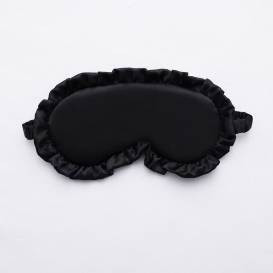 Faux Silk Satin Sleep Mask with Ruffle Edge Soft Breathable Eye Mask Light Blocking Blindfold with Elastic Strap