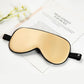Champagne gold silk sleep mask with adjustable buckle and latex strap