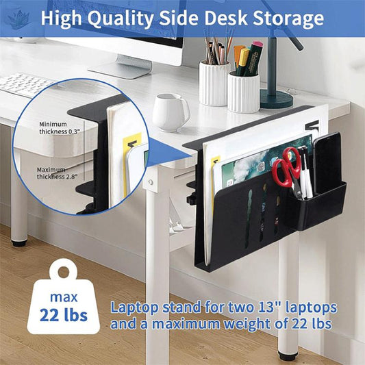 FS-2619 Clip-On Desk Side Storage Rack No-Drill Computer Stand With Pen Holder