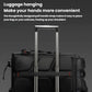 Large black commuter backpack with telescoping handle for easy hanging and carrying.