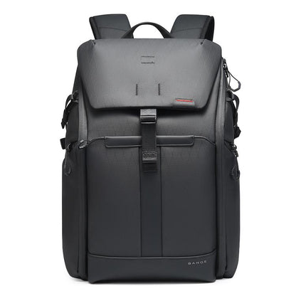 Large commuter backpack with front flap, adjustable straps, and front organizer pocket