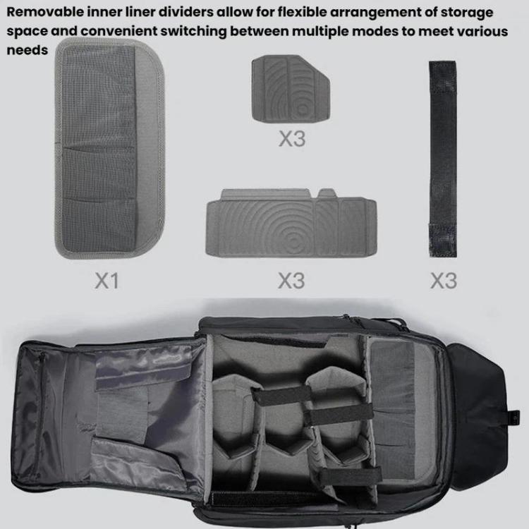 Open backpack with removable inner dividers for flexible storage arrangement