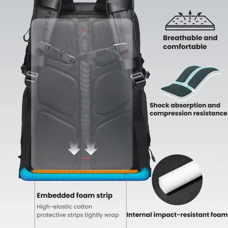 Padded back panel and shoulder straps with shock-absorbing cushioning design