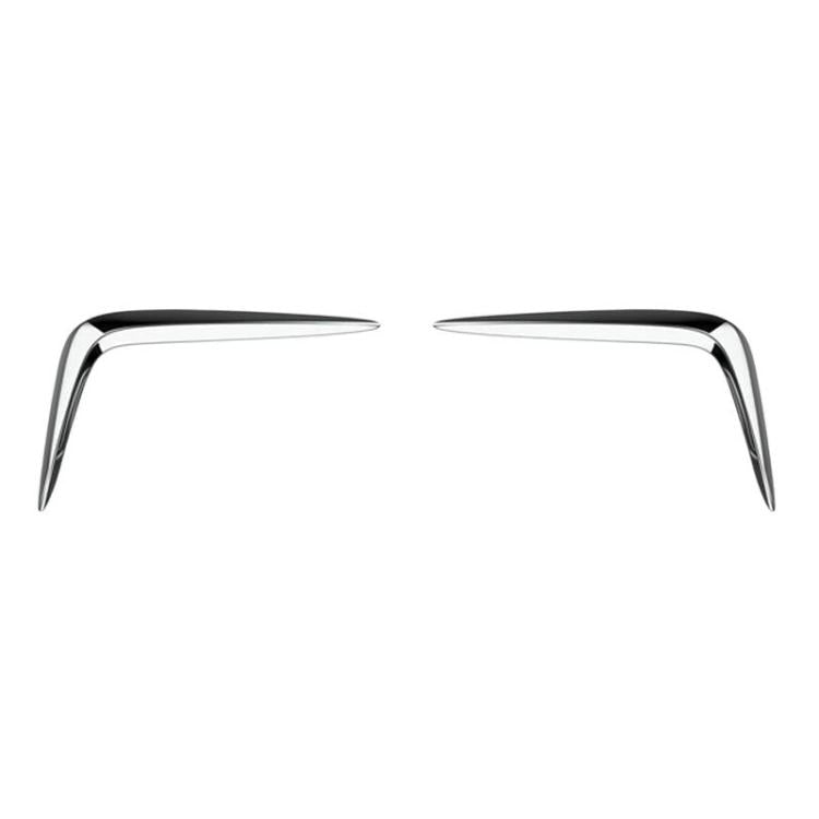 2-piece chrome front bumper fog light trim decal set, curved corner shields