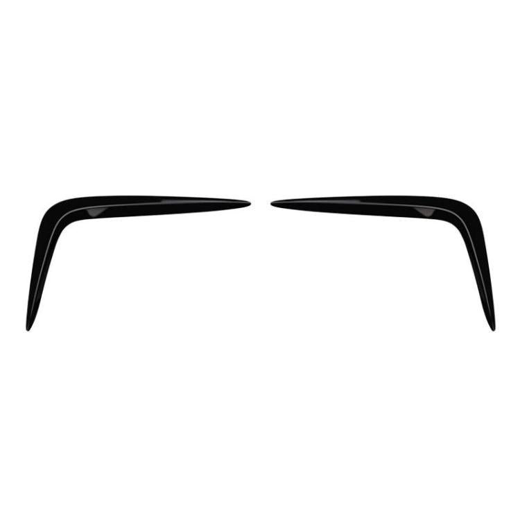 2-piece black front bumper fog light trim decal set, curved corner shields