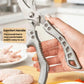 Comfort-grip gray handles kitchen shears with latch and serrated cutting edges
