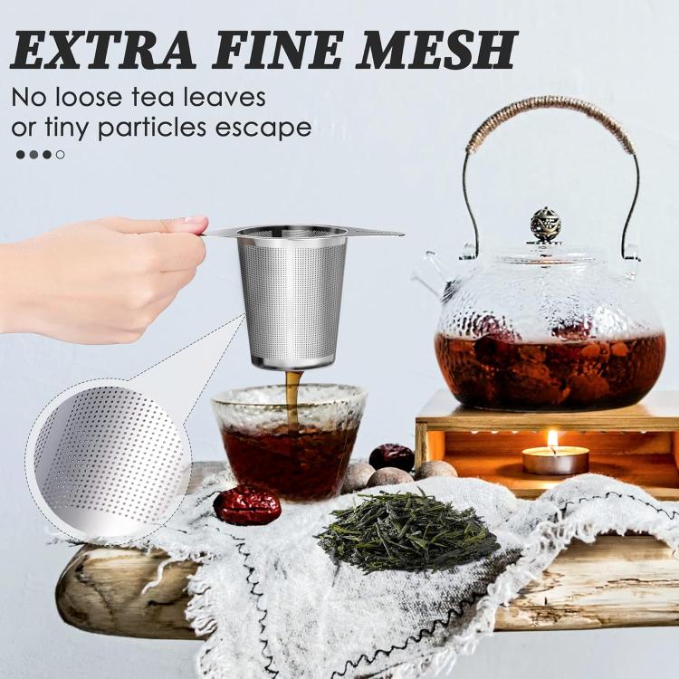 Stainless steel fine-mesh tea strainer basket with dual handles