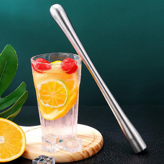 304 Stainless Steel All-Metal Ice Crushing Cocktail Stirring Stick Fruit Lemon Muddler, LsCook 30cm Slim Waist Satin Finish