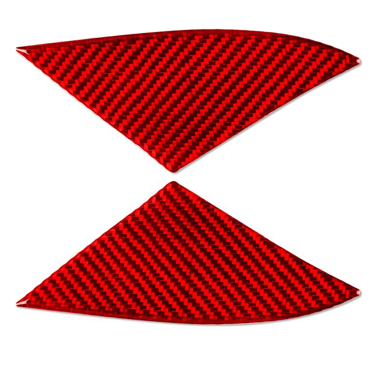 Car interior triangle stickers set, carbon-fiber look, red, 2-piece