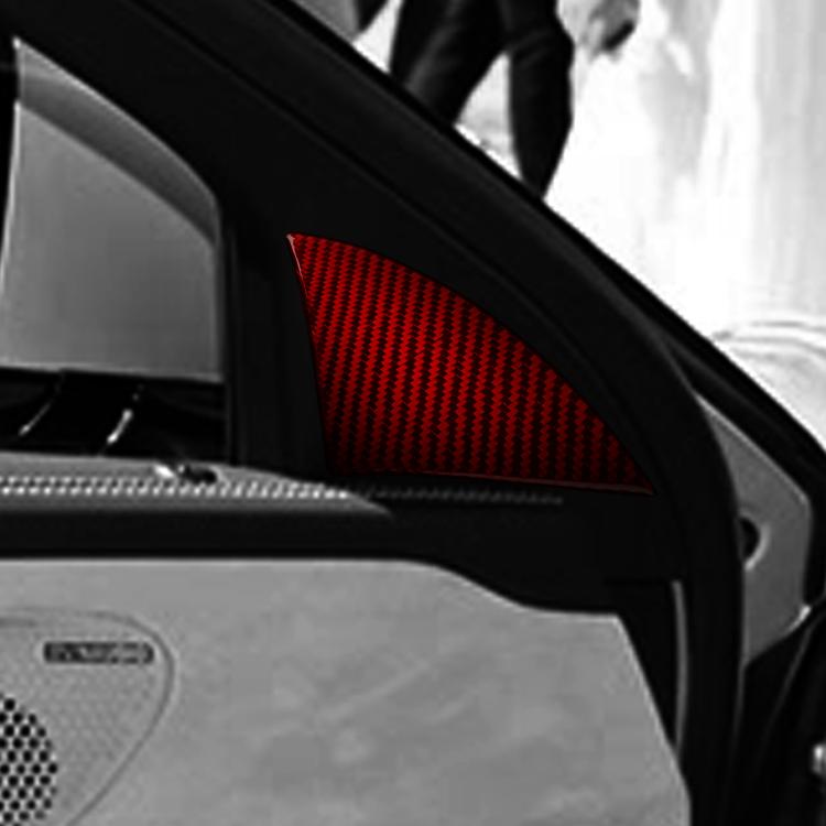 Car interior triangle sticker, carbon-fiber look, red on door panel