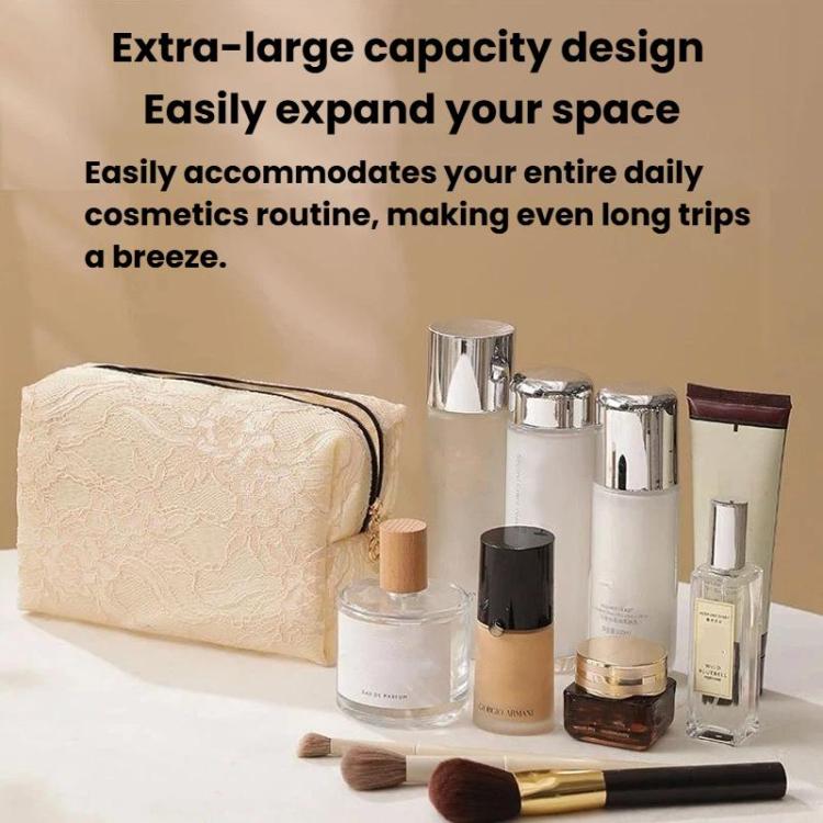 Large Capacity Lace Cosmetic Bag Portable Handheld Makeup Storage Bag