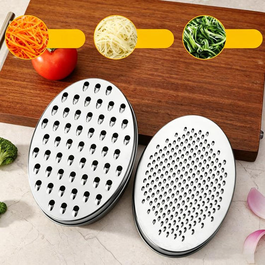 LsCook Kitchen Stainless Steel Grater Multi-Functional Vegetable Slicer with Storage Container, Black Container+2 Grating Discs+Brush