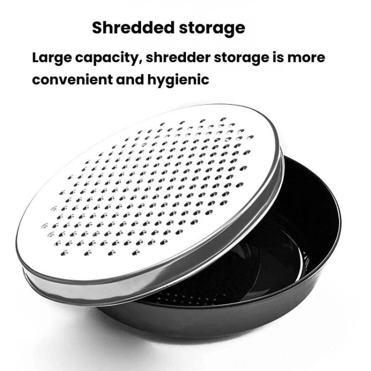 LsCook Kitchen Stainless Steel Grater Multi-Functional Vegetable Slicer with Storage Container, Black Container+2 Grating Discs+Brush