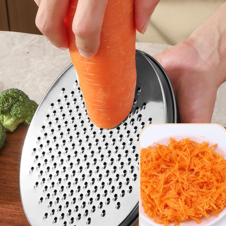 LsCook Kitchen Stainless Steel Grater Multi-Functional Vegetable Slicer with Storage Container, Black Container+2 Grating Discs+Brush