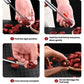 Stainless steel fruit corer pitter in use on red berries on a grill tray