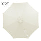 White umbrella replacement canopy, 2.5m, with center button and hanging strap.