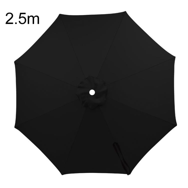 Black umbrella replacement canopy, 2.5m, with center button and side vent panel.