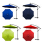 Patio umbrella with replacement canopy in blue, green, and red colors