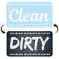 Square double-sided magnet with light blue “Clean” and dark “Dirty”