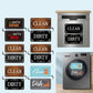 Set of square Clean and Dirty dishwasher magnets with flip arrows shown