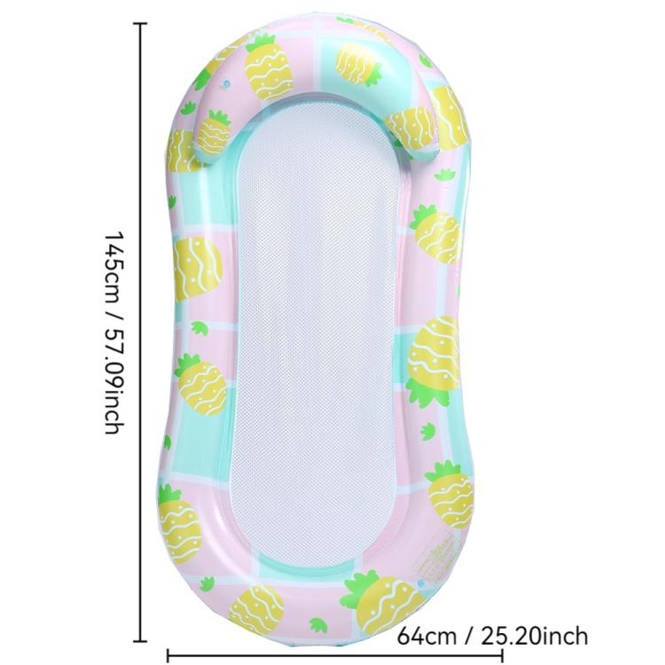 Inflatable water lounger with yellow lemon slice pattern on pale blue background