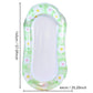 Inflatable floating bed lounger with green cute animal pattern and white mesh center