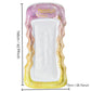 Inflatable floating bed lounger with purple top and gold glitter wavy sides, mesh center