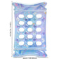 Blue butterfly-pattern inflatable lounger, 64cm wide, round air chamber openings