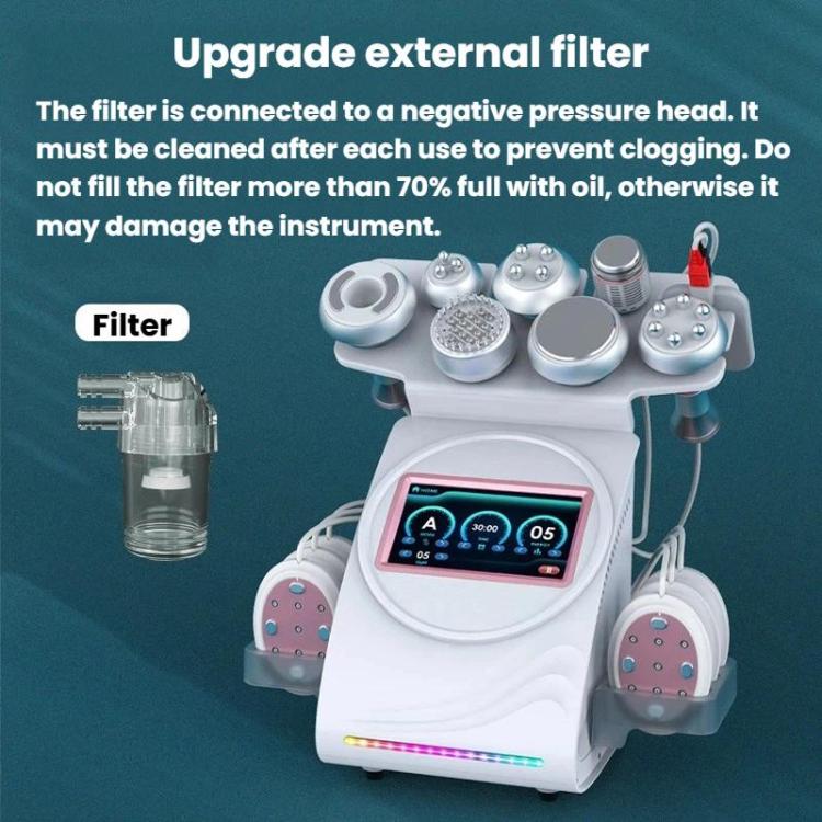White massage device with external filter parts and control screen