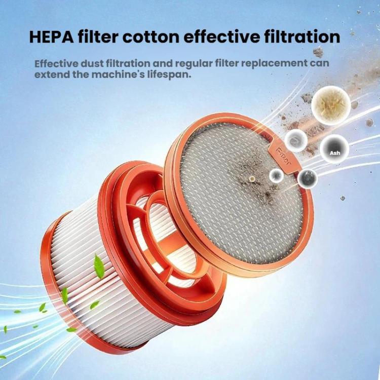 Replacement vacuum filter set with round gray mesh filter and pleated orange-rim cartridge