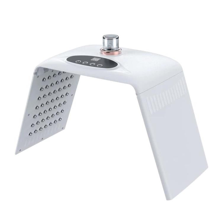 White LED facial light therapy device with perforated side panel and central top nozzle