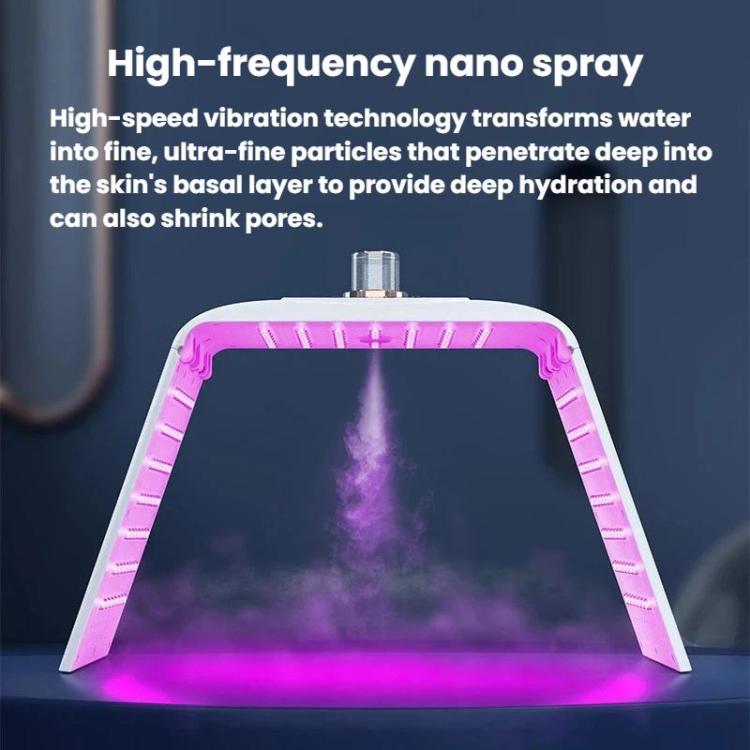 White LED facial light therapy device with glowing purple light along the panel
