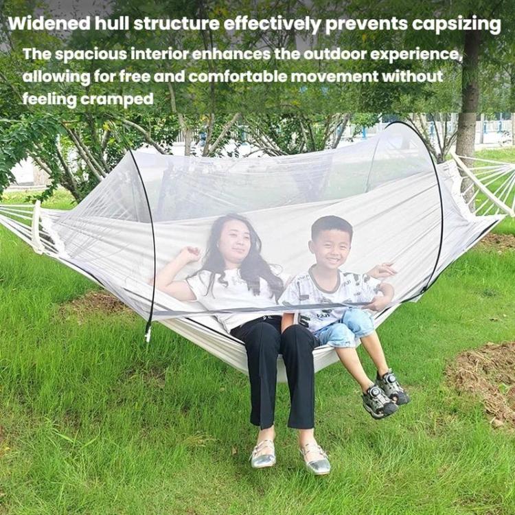 White mosquito net hammock with roomy canopy and two-person seating