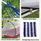 Blue-striped mosquito net hammock with double-ended zipper and zippered mesh edge
