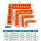 Orange plastic L-corner positioning bracket, ABS scale for stitching fixes.