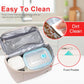 Light beige insulated lunch bag open with visible lined interior and front pocket