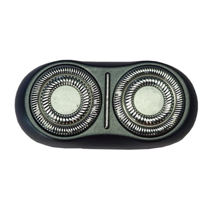 Dual-head electric shaver replacement foil assembly, black housing with two circular cutters